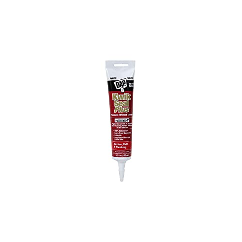 DAP 18526 White Kwik Seal Plus Kitchen & Bath Adhesive Caulk - High Performance, Easy Application, Waterproof - Homeowne