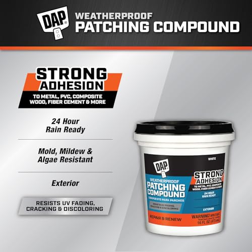  White Weatherproof Patching Compound for Outdoor Repairs, Perfect for Homeowners and Contractors, Ideal for Sealing Hol